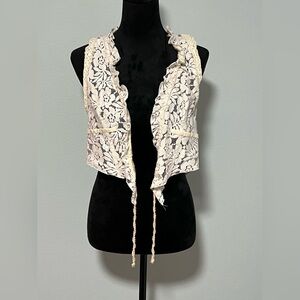 Free People Cream Lace Ruffle Vest